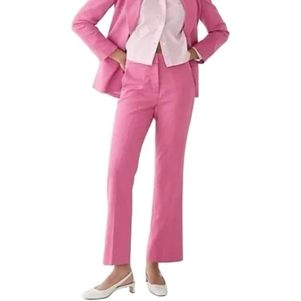 NEW J.CREW Willa Cropped Flare Italian Wool Trouser Pants in Dahlia Pink  SZ 4